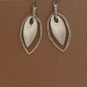 Alexis Bittar “Lucite” and Crystal Drop Earrings. Silver-Tone Metal Drop.